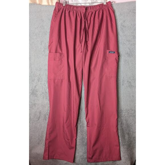 DAGACCI unisex cargo scrub pants XL Burgundy drawstring NWOT - Picture 5 of 8
